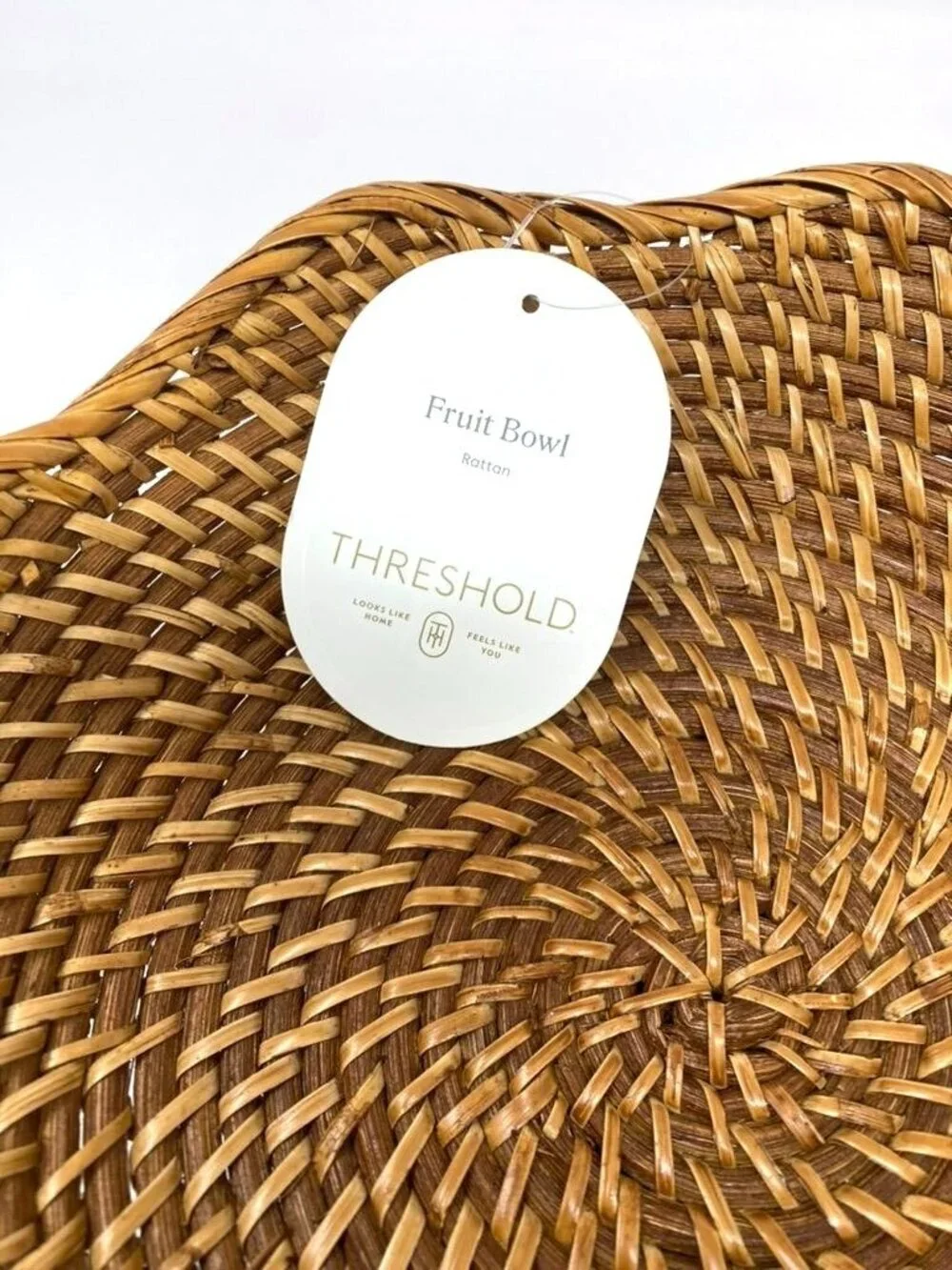 Target Rattan Fruit Bowl Dark Walnut Threshold™ NWT Tabletop Rustic Decor